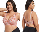 Leopard Seamless Wireless Deep V Full Coverage Soft Nylon Comfort Bra