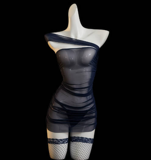 Hot Sexy Sheer Bodycon Skirt Small Bust Open-Crotch Lingerie