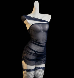 Hot Sexy Sheer Bodycon Skirt Small Bust Open-Crotch Lingerie