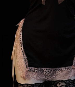 Vintage Sexy Lace Trim Cami Open Crotch Dress Lingerie With Socks
