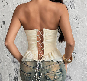 Sexy Ruffled Strapless Corset Top
