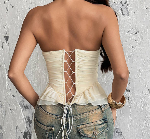 Sexy Ruffled Strapless Corset Top