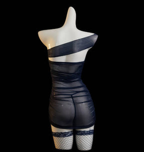 Hot Sexy Sheer Bodycon Skirt Small Bust Open-Crotch Lingerie