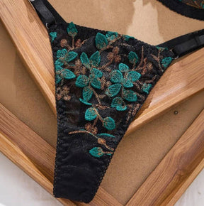 Sexy 3/4 Cup Lace Embroidered Push-up Breathable Luxury Lingerie Set