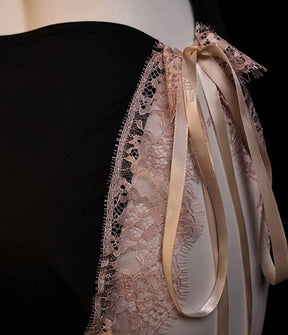 Vintage Sexy Lace Trim Cami Open Crotch Dress Lingerie With Socks