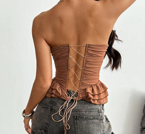 Sexy Ruffled Strapless Corset Top