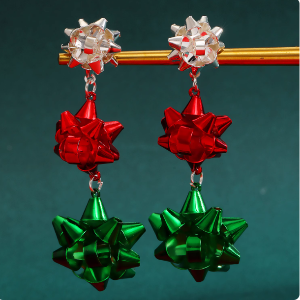 Vintage Metal Floral Drop Earrings