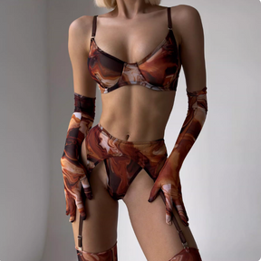 Sexy Tie-Dye Mesh Lingerie Set
