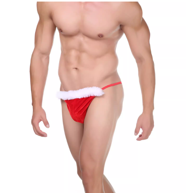 Men’s Christmas Lingerie Plush Thong Costume