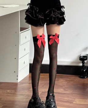 Christmas Heart Knee-High Socks