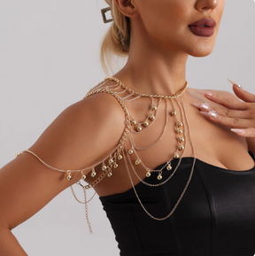 Gold Multi-Layer Body Chain With Beads