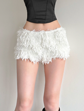 Fluffy Textured Fringe Mini Shorts
