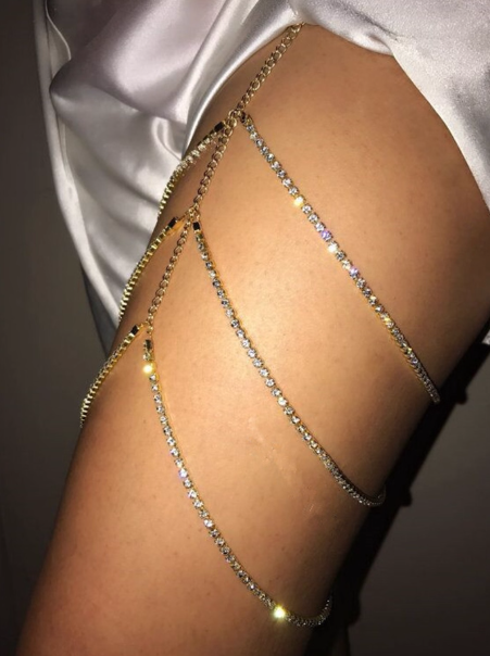 Multi-Strand Rhinestone Thigh Chain