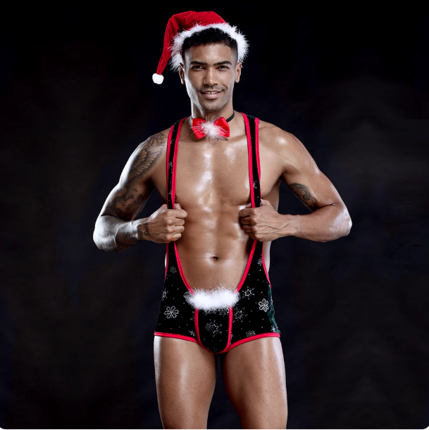 Christmas-Themed Sexy Men’s Cosplay Bodysuit