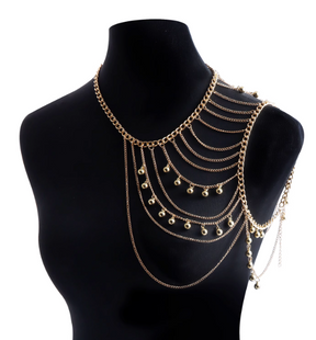 Gold Multi-Layer Body Chain With Beads