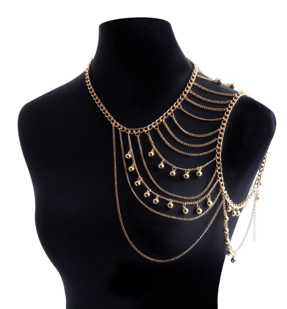 Gold Multi-Layer Body Chain With Beads