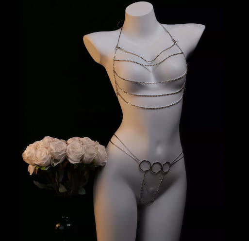 Deep into the Night Hollow-out Chest Chain Sexy Lingerie