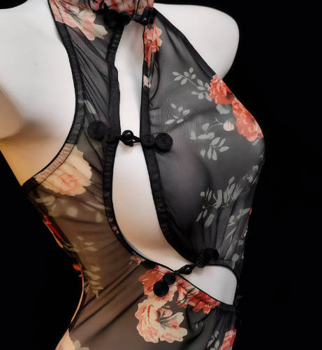Sexy Vintage Sheer Cheongsam Tempting Forbidden Uniform Costume Lingerie