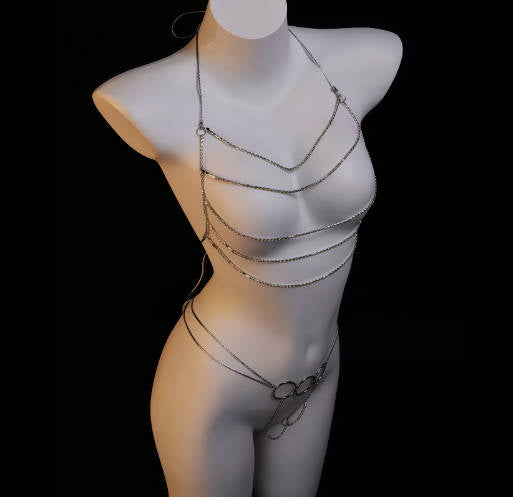 Deep into the Night Hollow-out Chest Chain Sexy Lingerie