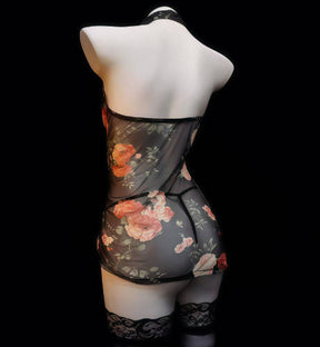 Sexy Vintage Sheer Cheongsam Tempting Forbidden Uniform Costume Lingerie