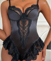 Sexy Lace Waist-Sculpting Design Open Back Snap Closure Bodysuit