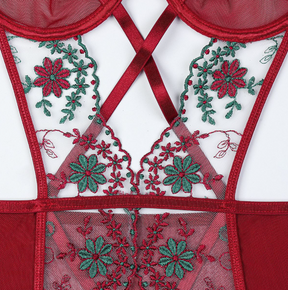 Detachable Heavy Embroidery Lace Sexy Bodysuit