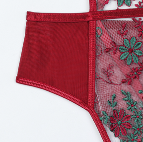 Detachable Heavy Embroidery Lace Sexy Bodysuit