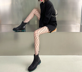 Fishnet Stockings & Black Sheer Tights in JK Style