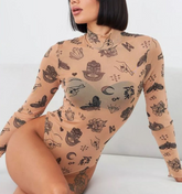 Sexy bodysuit with Western prints
