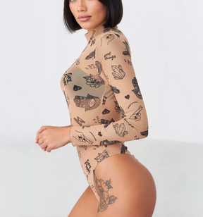 Sexy bodysuit with Western prints