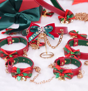 Sexy Christmas Choker With Handcuffs And Anklet Restraints