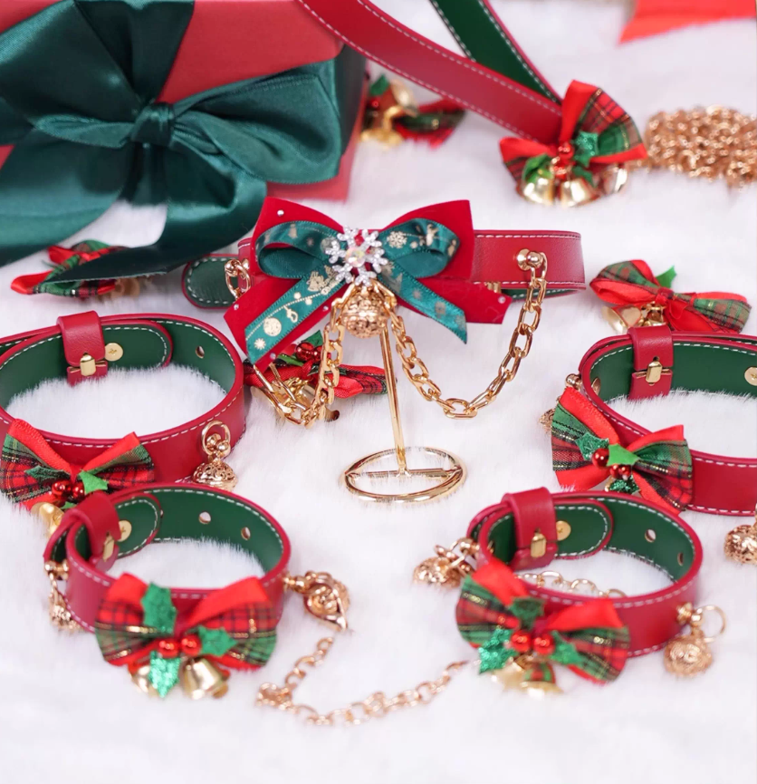 Sexy Christmas Choker With Handcuffs And Anklet Restraints