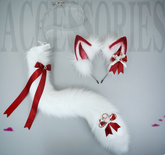 Cute plush Japanese cosplay fox ear tail accessories set