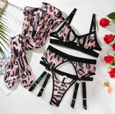 Leopard Print Strappy Lingerie Set
