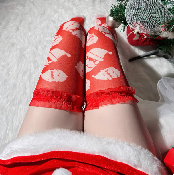 Christmas Heart Knee-High Socks