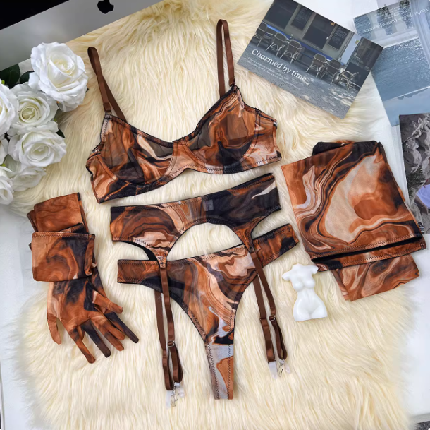 Sexy Tie-Dye Mesh Lingerie Set