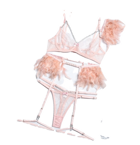 Feather Decor Lingerie Set