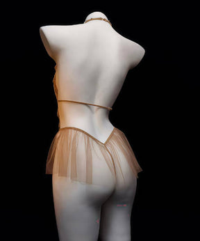 Sexy vintage beaded hot gold embroidered puffy dress pearl bodysuit lingerie