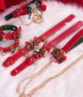 Sexy Christmas Choker With Handcuffs And Anklet Restraints