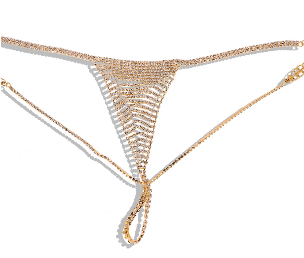 Vintage Rhinestone Chain Bikini Set