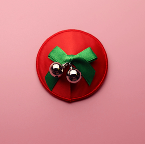 Red & Green Bow Bell Nipple Pasties
