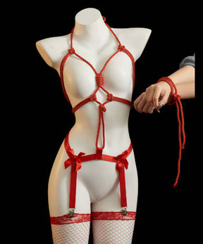 Sexy SM Crotchless Bondage Lingerie Set with Stockings