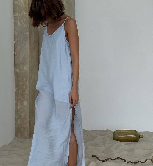 Women Cotton Long Loose Fit Sleep Dress Camisole Nightgown