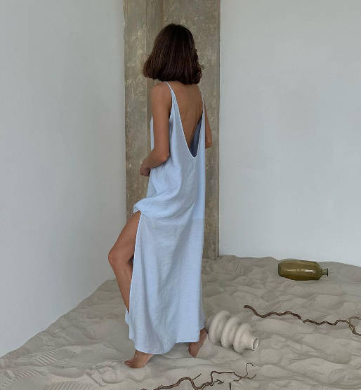Women Cotton Long Loose Fit Sleep Dress Camisole Nightgown