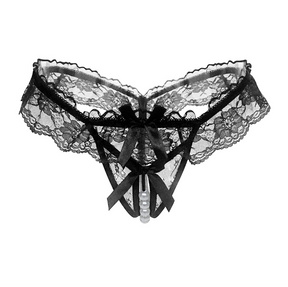 Lace Pearl Crotchless Thong