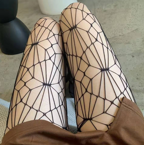 Spider Copywriting Fishnet Black Stockings