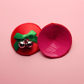 Red & Green Bow Bell Nipple Pasties