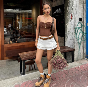 Ruffled Strapless Corset Top