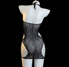 Sexy Mesh Bodycon Crotchless Hollow-out Tear-away Dress