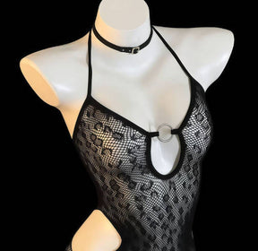 Sexy Mesh Bodycon Crotchless Hollow-out Tear-away Dress